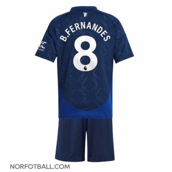 Billige Fotballdrakt Manchester United Bruno Fernandes #8 Replika Bortedraktsett Barn 2024-25 Kortermet (med bukser)